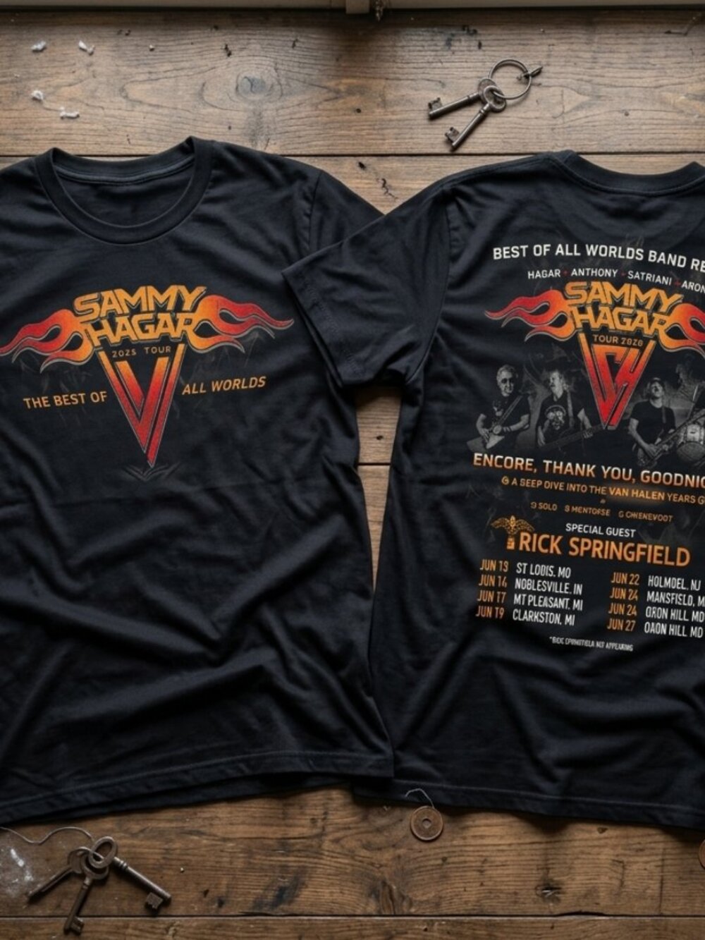 Sammy Hagar Best Of All Words Tour 2026 Graphic Black T Shirt